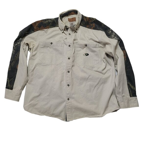 Mossy Oak Other - Mossy Oak Men's Open Range Jacket Shirt XL Camo Khaki Long Sleeve Button Down